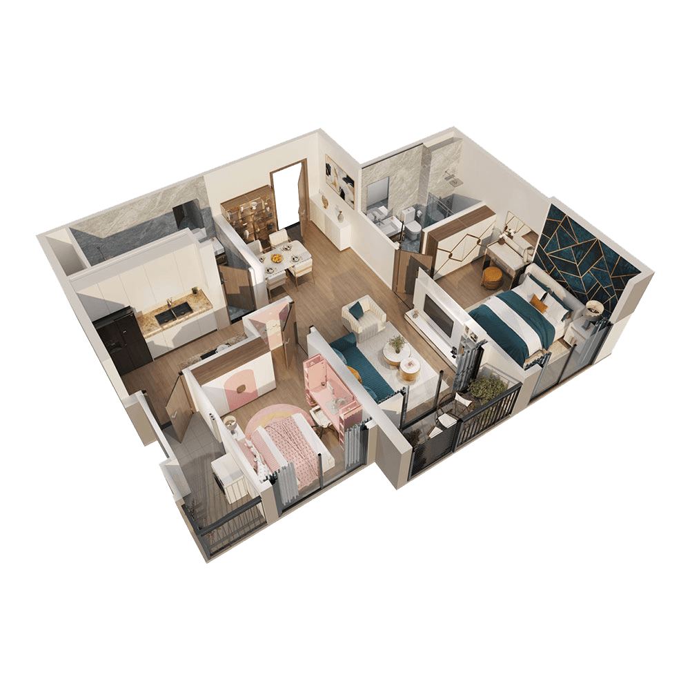 Gói nhà thông minh KNX nâng cao cho căn hộ chung cư 2 Gói nhà thông minh KNX cho căn hộ 2 phòng ngủ